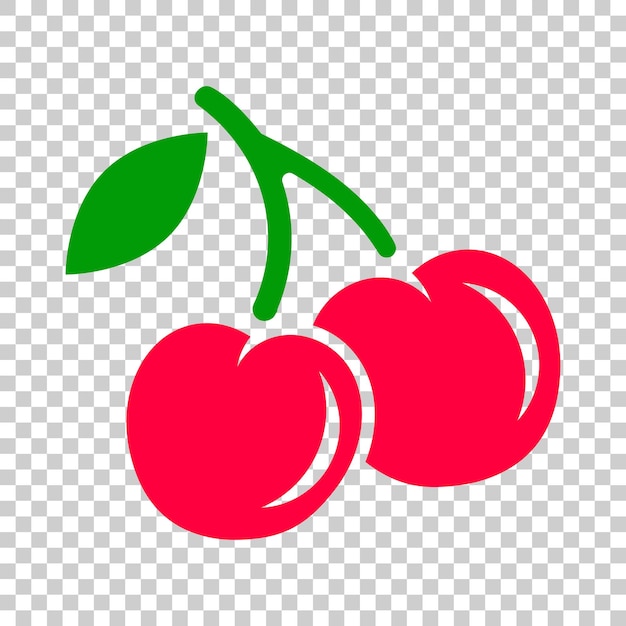 Cherry berry vector icon Cherries illustration on on isolated transparent background Sweet cherry healthy food