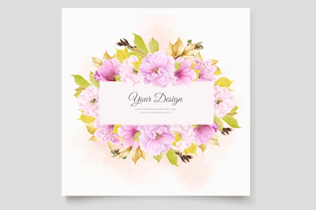 桜の背景と花輪のイラスト デザイン