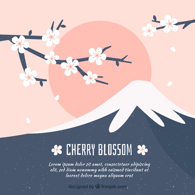 Cherry blossom background in flat design