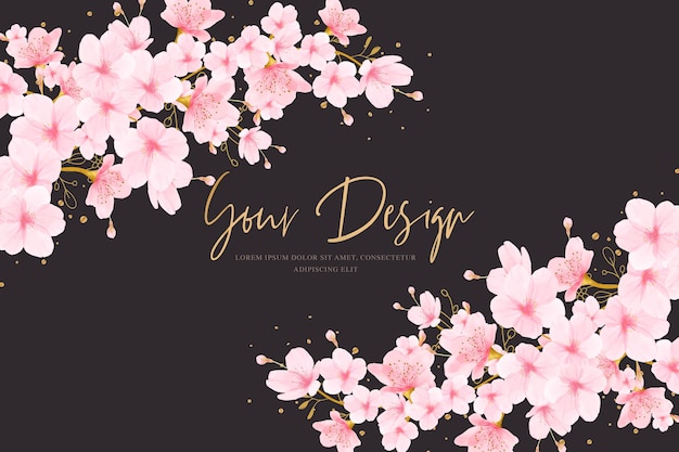 cherry blossom background frame card design