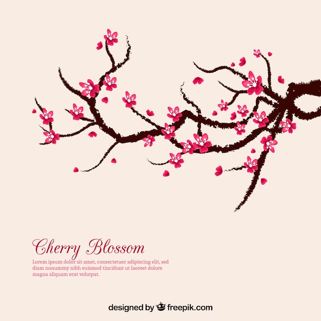 Cherry blossom background in ink style