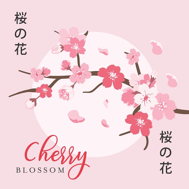 Vector cherry blossom branch background