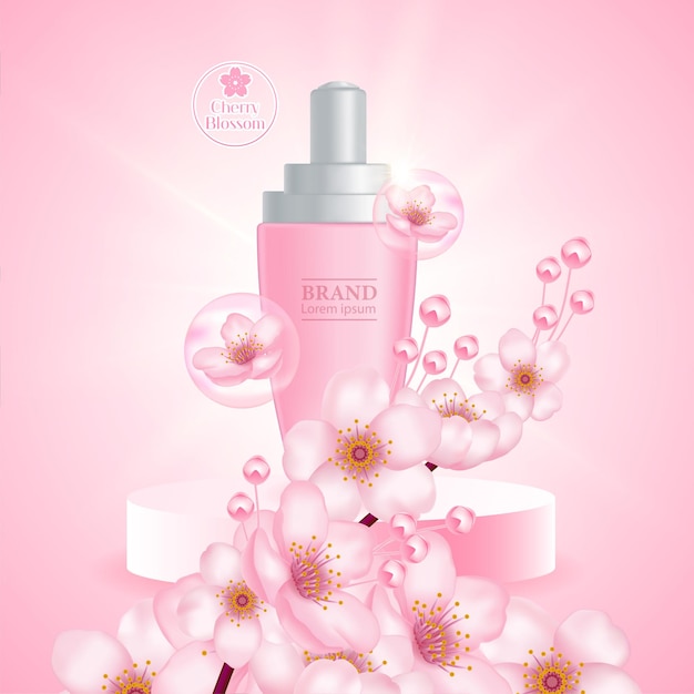 Cherry Blossom cream serum product   illustration