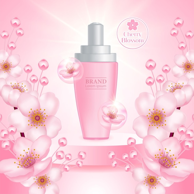 Cherry blossom cream serum product   illustration