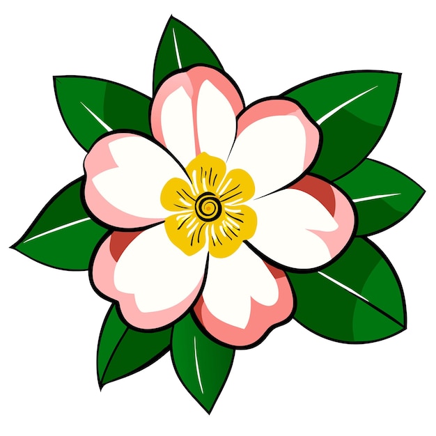 Vector cherry blossom flower flower with green leaves