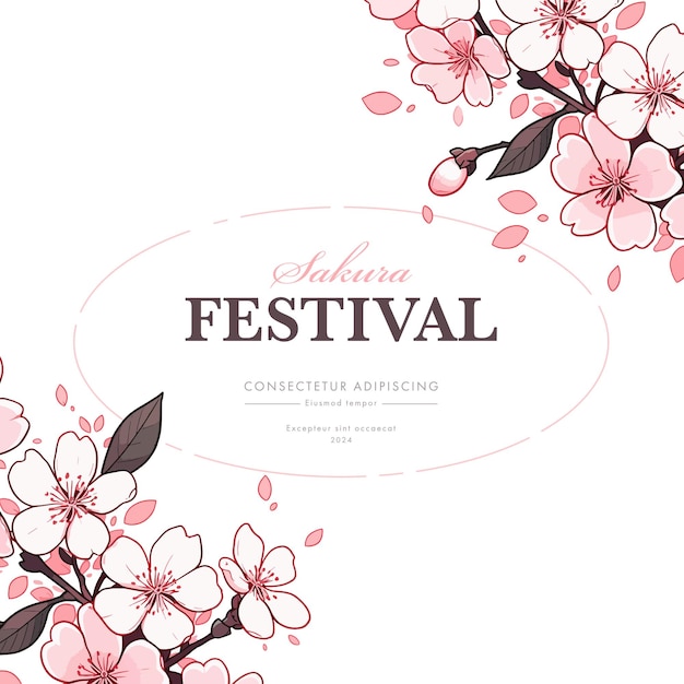 Vector cherry blossom invitation card design template