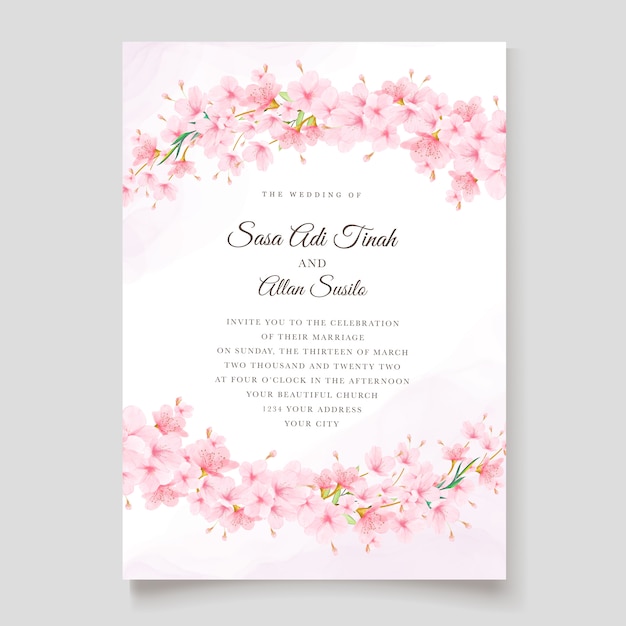 cherry blossom invitation card template