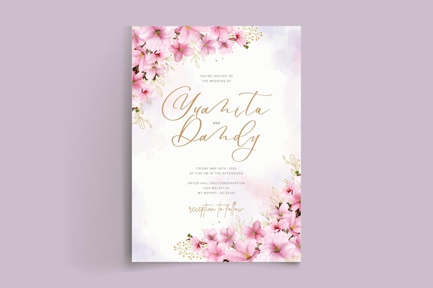 桜の招待カードテンプレート