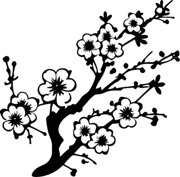 Cherry Blossom Minimalist and Simple Silhouette Vector illustration