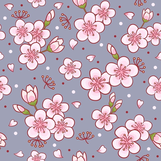 Vector cherry blossom seamless pattern