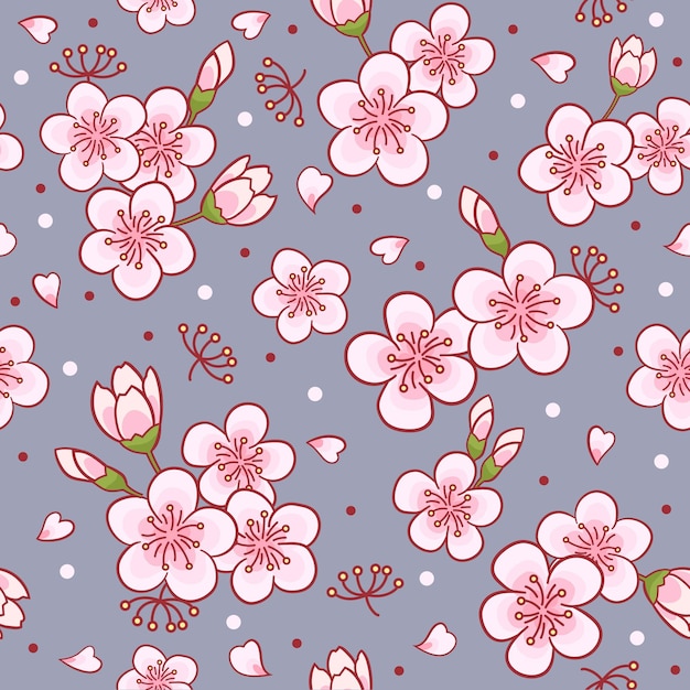 Cherry blossom seamless pattern