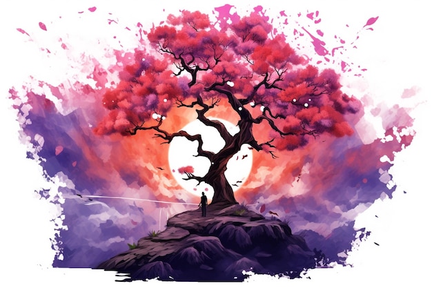 Vector cherry blossom spring flower icon beautiful cherry blossom tree cherry blossom background japans