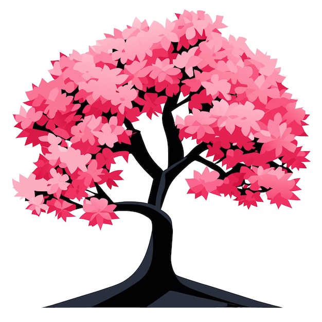 Vector cherry blossom tree vector graphic in 2d vector style