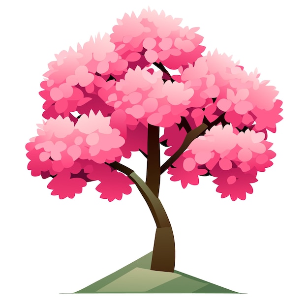 Vector cherry blossom tree vector illustration detailed digital art on a pure white background