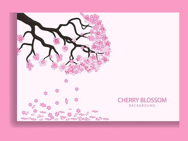 Cherry blossom with blooming watercolor Sakura flower.Cherry blossom branch vector illustration.
