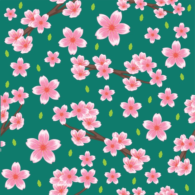 Cherry blossoms seamless pattern