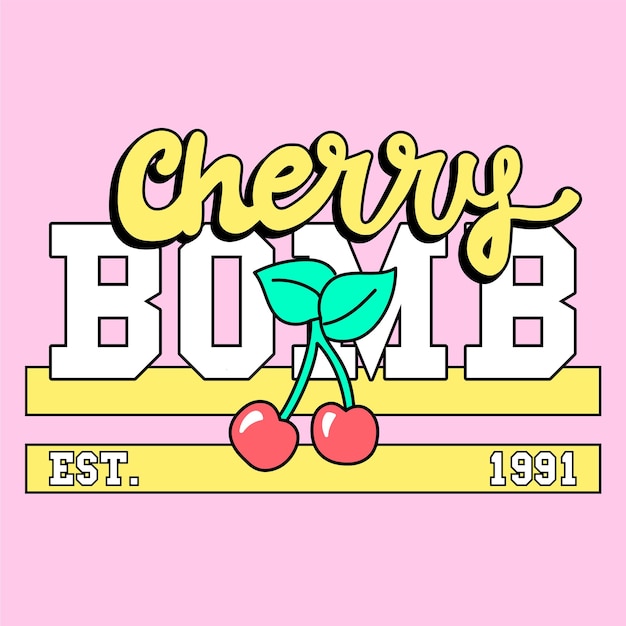 Vector cherry bomb slogan print