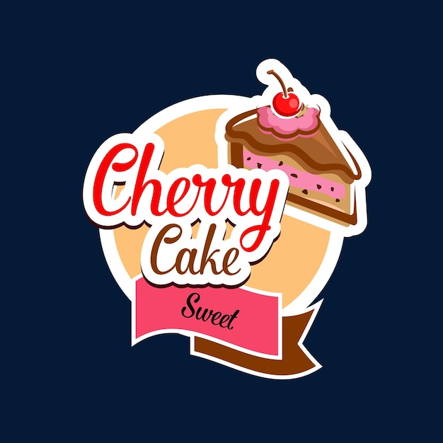 Cherry cake food icon pastry shop fruit dessert