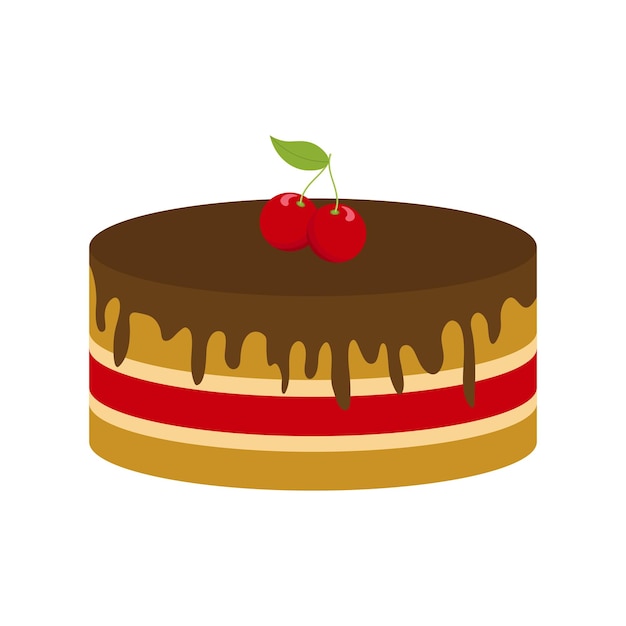 Cherry cake on a white background Vector illustration