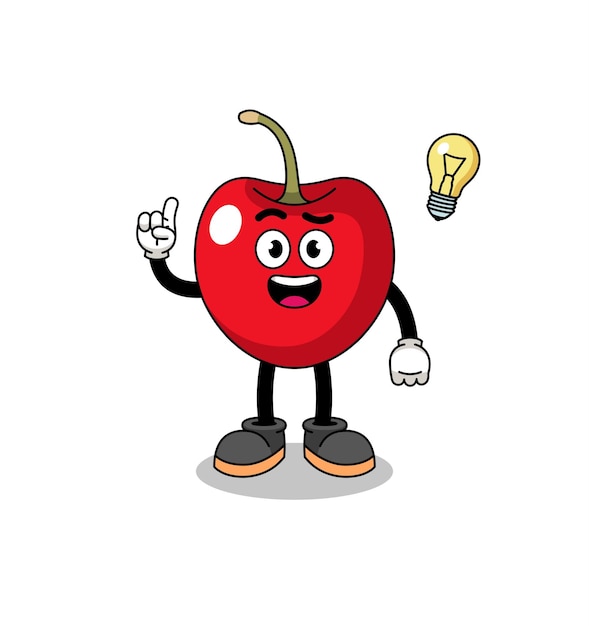 Cherry cartoon with get an idea pose character design