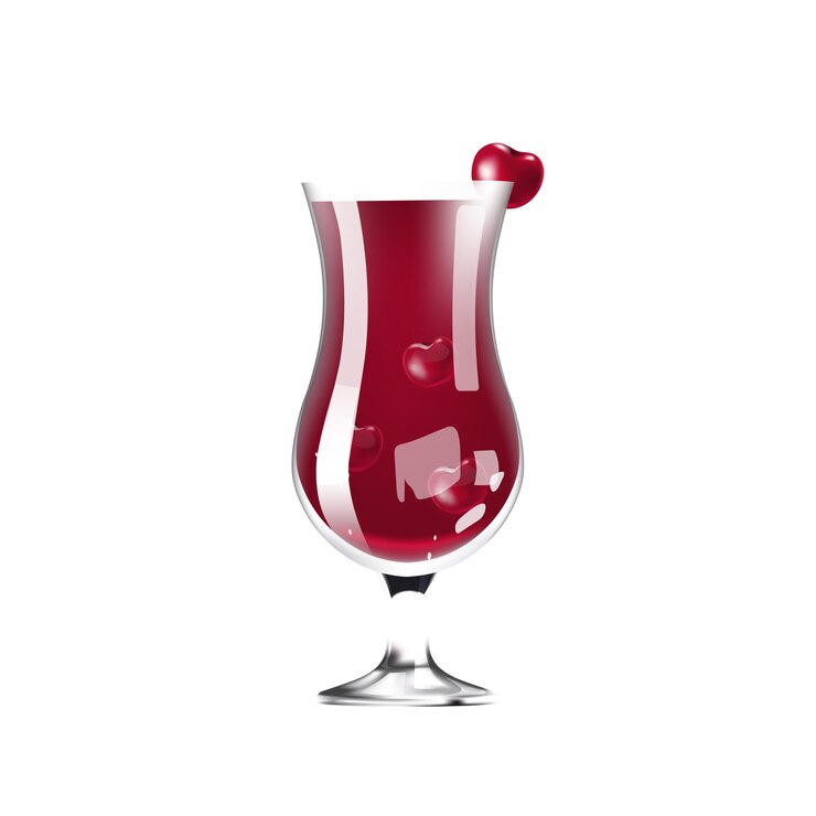 Vector cherry compote fruit drink in glass realistic illustration fresh summer beverage refreshing natural smoothie natural juice soft cocktail d isolated object on white background