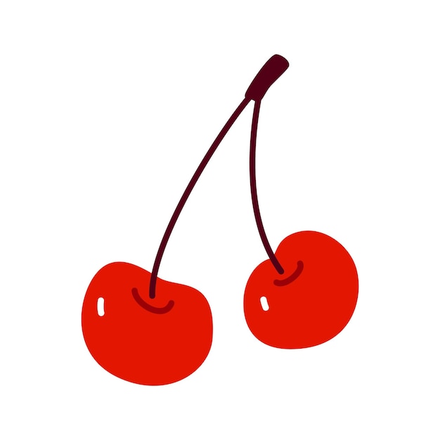 Cherry couple vector hand drawn illustration