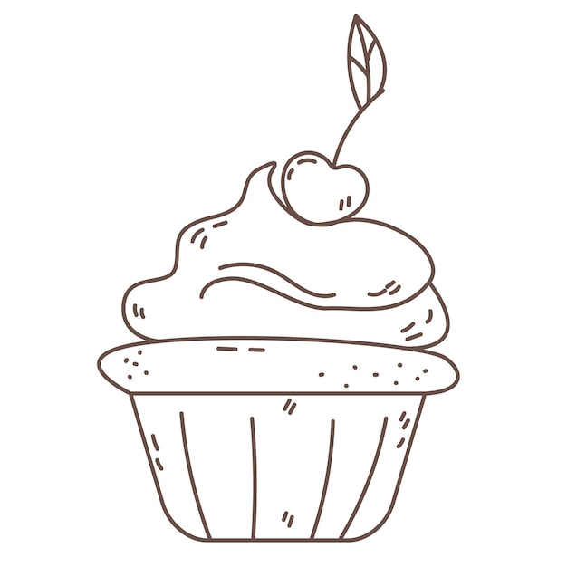 Vector cherry cupcake