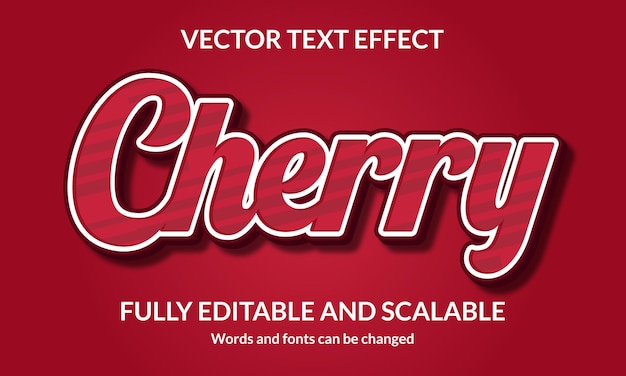 Vettore cherry effetto stile testo 3d modificabile