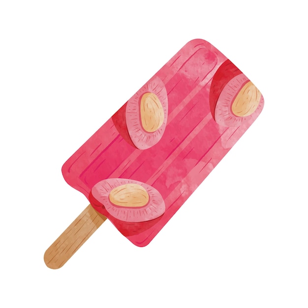 Cherry flavored ice pops ,fruity popsicle, watercolour style vector illustration.