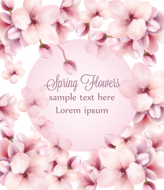 桜の花の水彩画フレームの背景