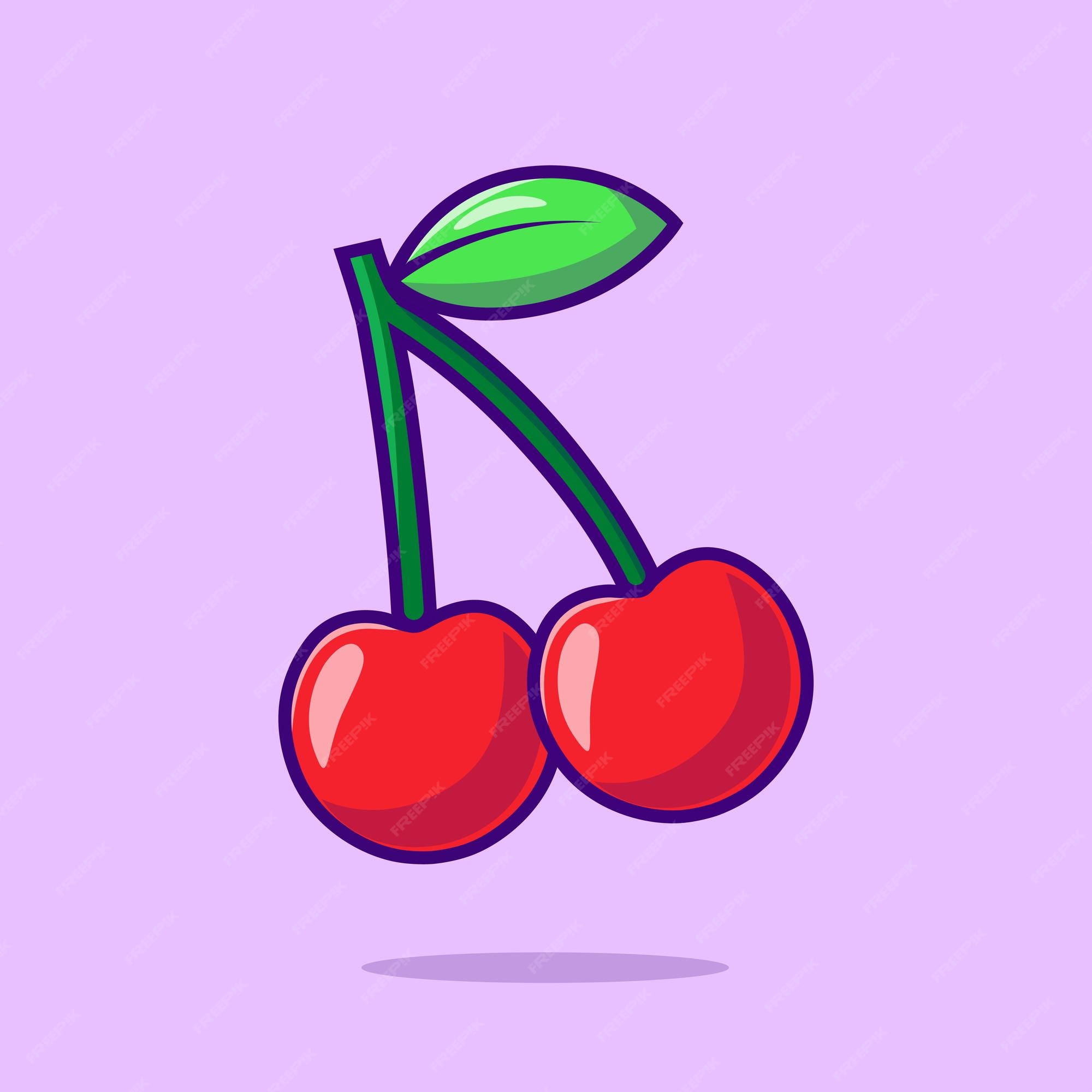 Premium Vector | Cherry fruit cartoon illustration. red cherry. flat cartoon style Premium Vector | Cherry fruit cartoon illustration. red cherry. flat cartoon style