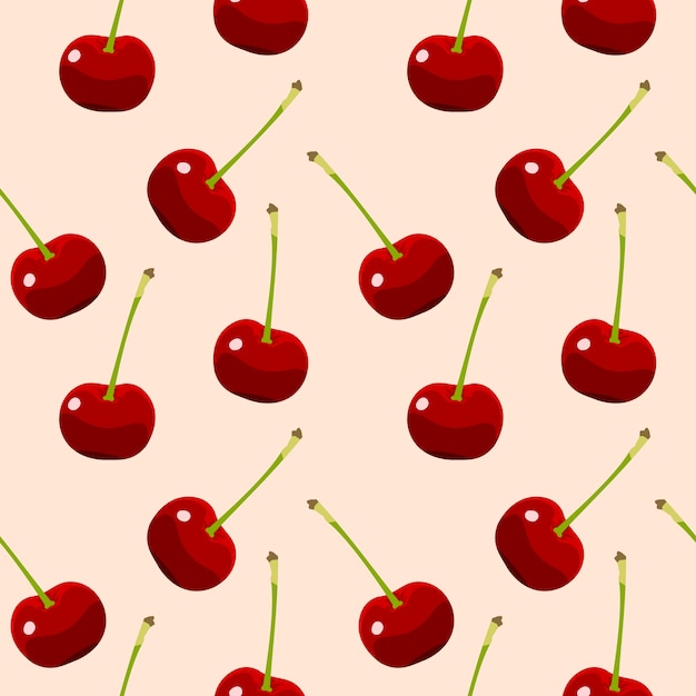 cherry fruit food healthy fresh organic seamless pattern