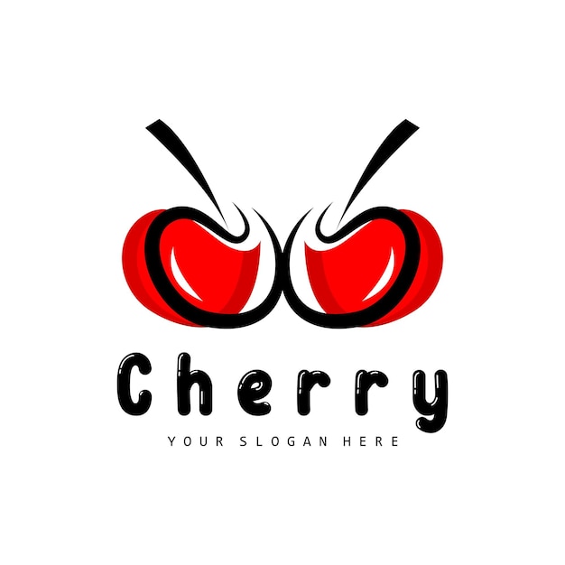 Логотип Cherry Fruit Красный цветной вектор растения Иллюстрация Fruit Shop Design Company Наклейка Бренд продукта