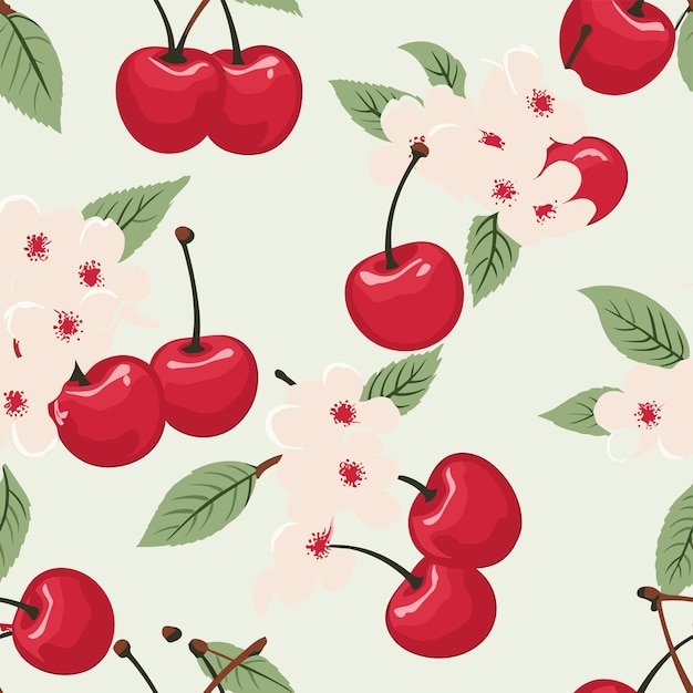 cherry fruit pattern black background