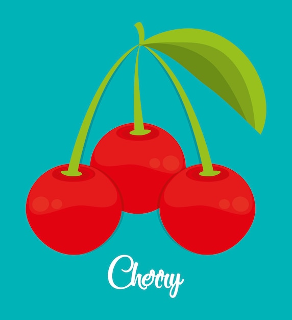 cherry fruit pictogram over blauwe achtergrond