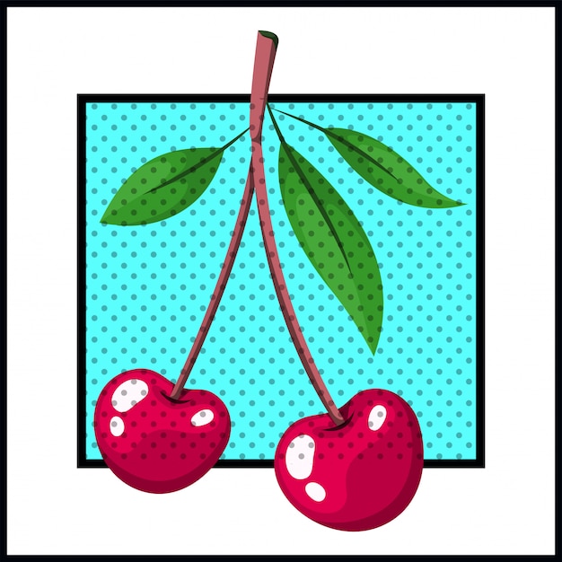 Cherry fruit pop art style