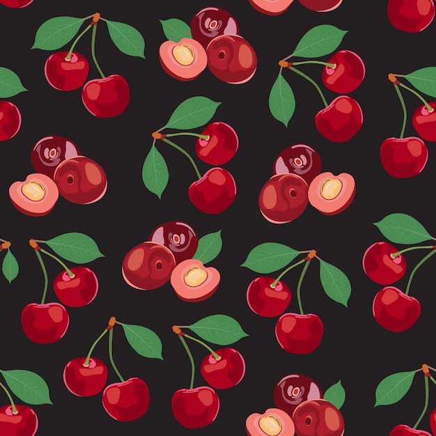 Vector cherry fruits seamless pattern