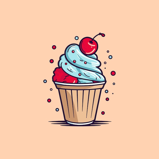 Vector cherry garcia ice cream clip art illustration