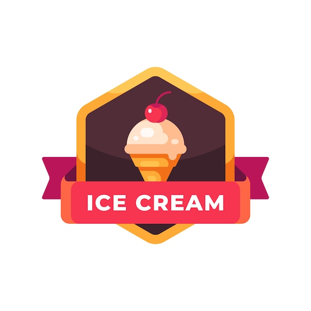 Vector cherry ice cream. fast food label