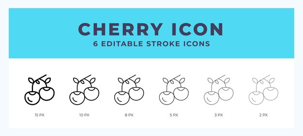 Simbolo di ciliegio l'illustrazione del logo linea sottile linea in grassetto icone vettoriali tratto modificabile
