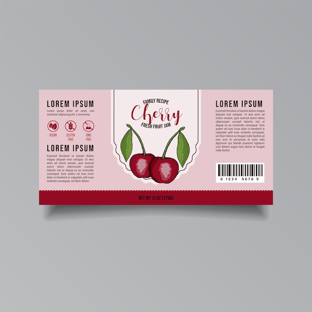 Vector cherry jam label template isolated