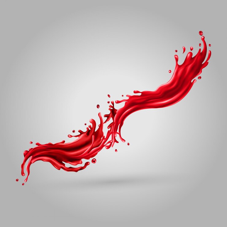 Vector cherry juice splashes on a gray background
