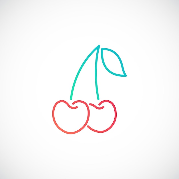 Icona della linea della ciliegia isolata su sfondo bianco emblema delle ciliegie