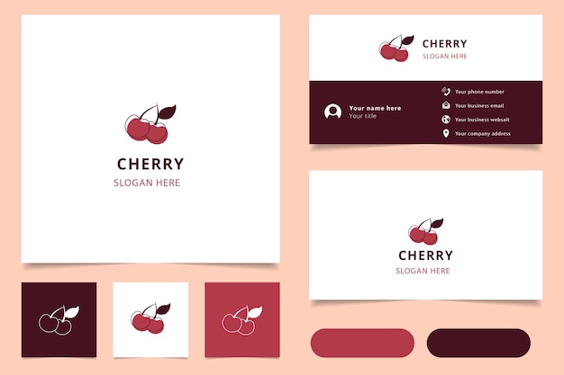 Cherry logo design with editable slogan branding book and