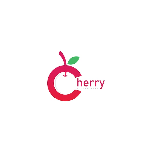 Cherry logo frutta fresca icona simbolo illustrazione vettoriale