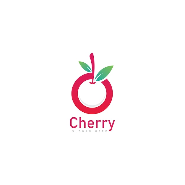 Cherry logo frutta fresca icona simbolo illustrazione vettoriale