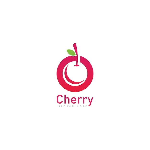 Cherry logo fruit fresh icon symbol vector illustration