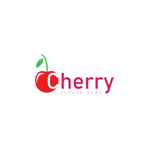 Cherry logo fruit fresh icon symbol vector illustration