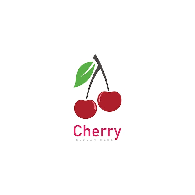 Cherry logo frutta fresca icona simbolo illustrazione vettoriale