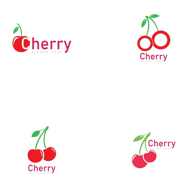 Cherry logo frutta fresca icona simbolo illustrazione vettoriale
